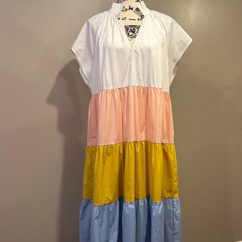 CROSBY by Mollie Burch Cap Sleeve Color Block Watts Midi Dress - Picture 3 of 9